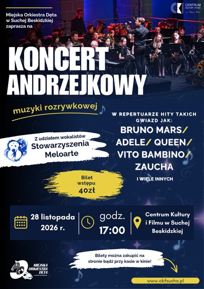 Plakat wydarzenia KONCERT ANDRZEJKOWY MIEJSKIEJ ORKIESTRY DĘTEJ